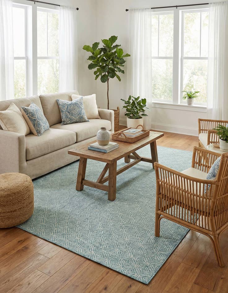 Detail image of  7' x 10'  Washable Lattice Indoor / Outdoor Rug