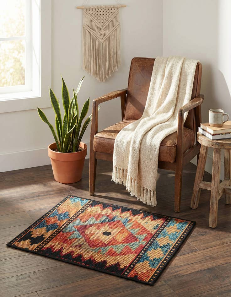 Detail image of  1' 4 x 1' 4  Washable Tribal Indoor / Outdoor Sample Rug