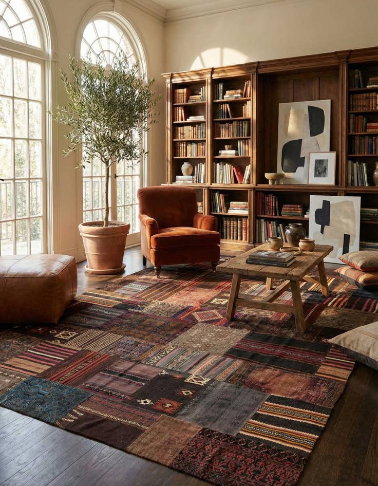 Detail image of 8' 9 x 12' 1  Hand Woven Kilim Patchwork Wool Rug