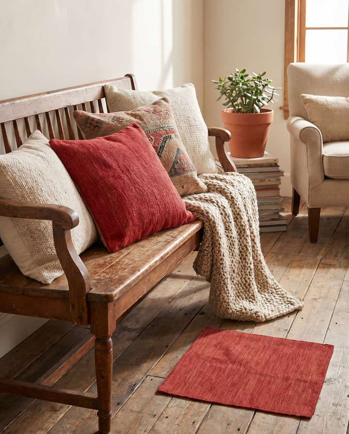 1' 6 x 1' 6 Hand Woven Pillow Wool Square Rug