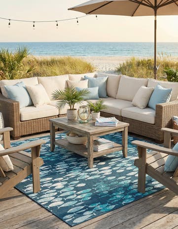 10' x 10' Easy-Clean Coastal Indoor / Outdoor Square Rug