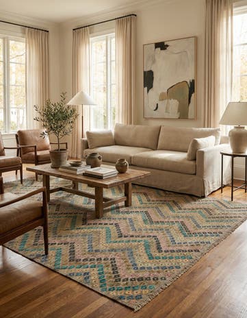 9' x 9' 5 Hand Woven Kilim Modern Wool Square Rug