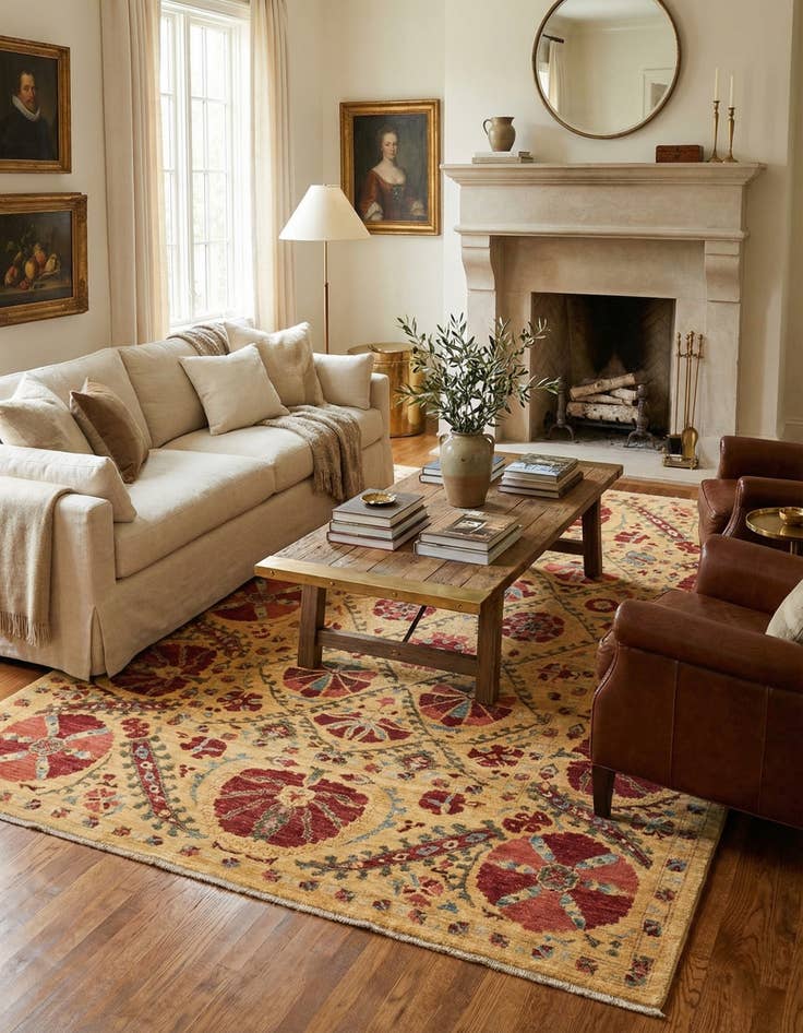 Detail image of 5' 8 x 8'  Hand Knotted Ariana Ziegler Oriental Rug