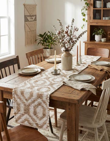 White Hand Woven Chindi Jute Table Runner Rug