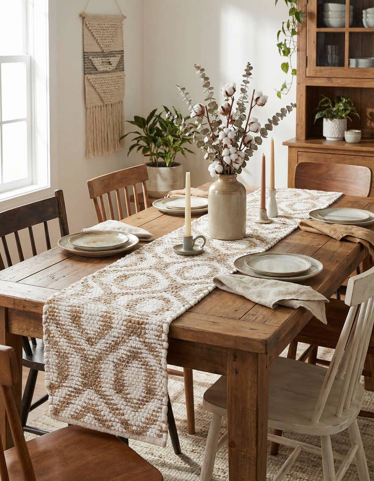 Detail image of  1' 2 x 8'  Hand Woven Chindi Jute Table Runner Rug