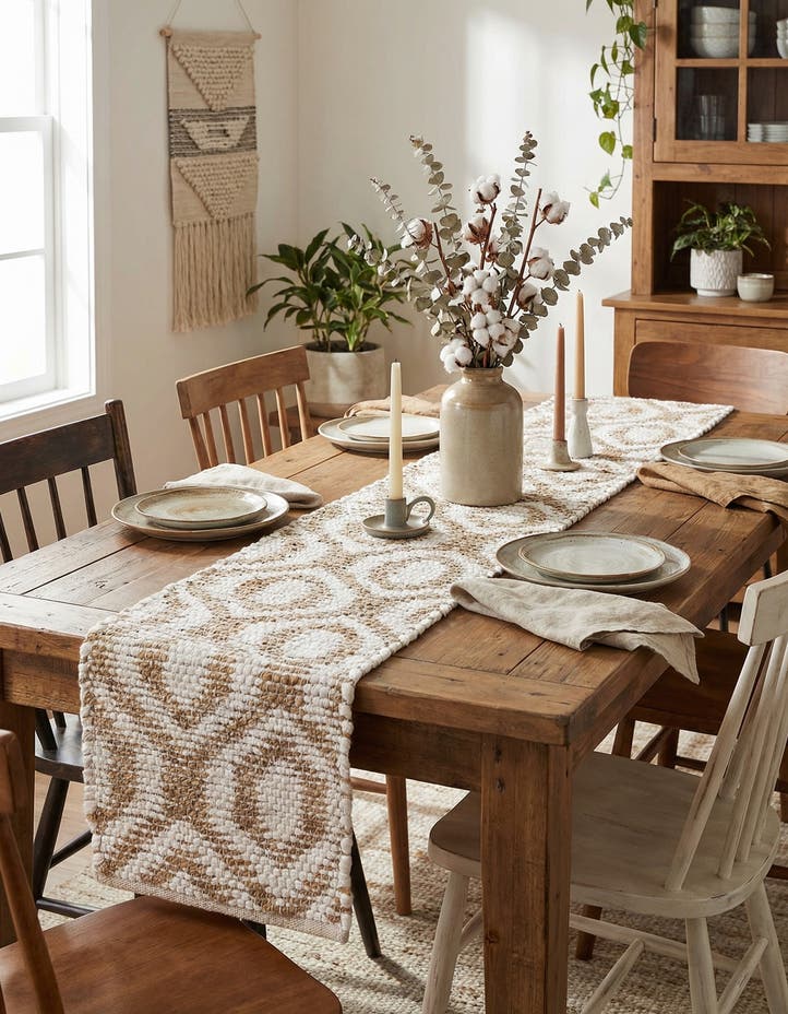 1' 2 x 8' Hand Woven Chindi Jute Table Runne...