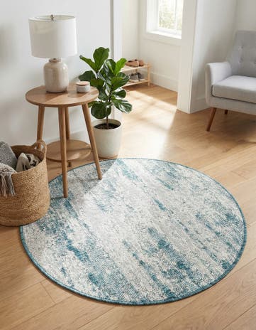3' x 3' Easy-Clean Modern Indoor / Outdoor Round Rug