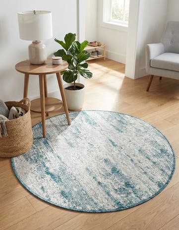 3' x 3' Easy-Clean Modern Indoor / Outdoor Round Rug