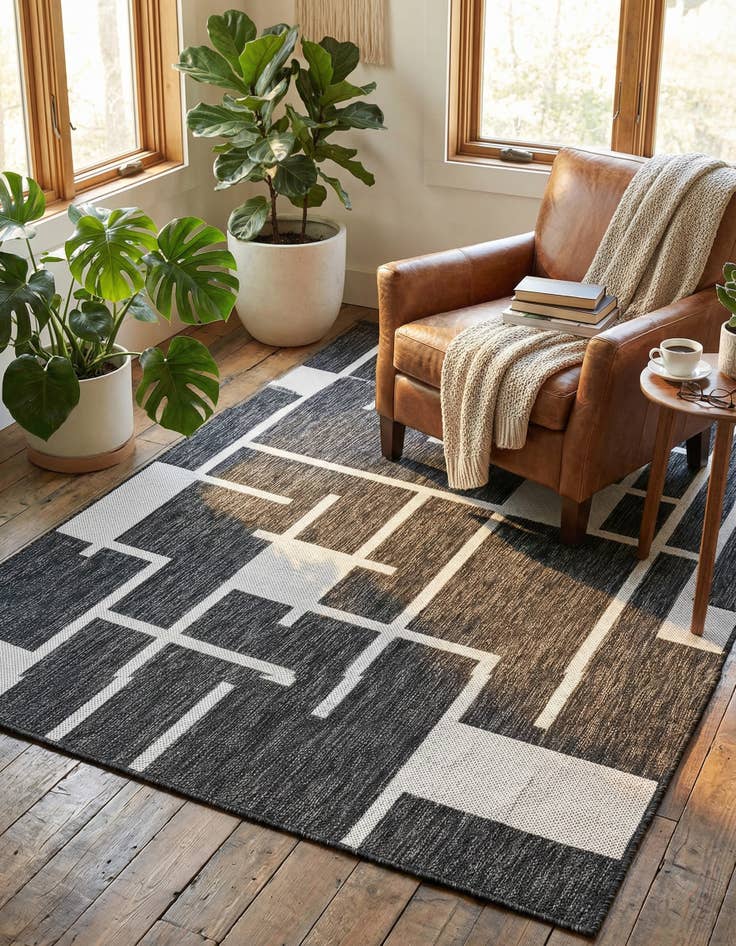 Detail image of 4' x 6' Easy-Clean Modern Indoor / Outdoor Rug