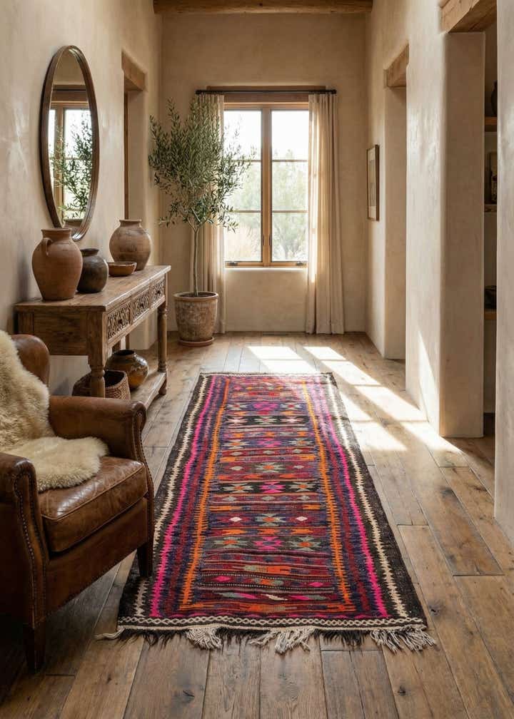 4' 2 x 8' Hand Woven Kilim Fars Wool Runner Rug