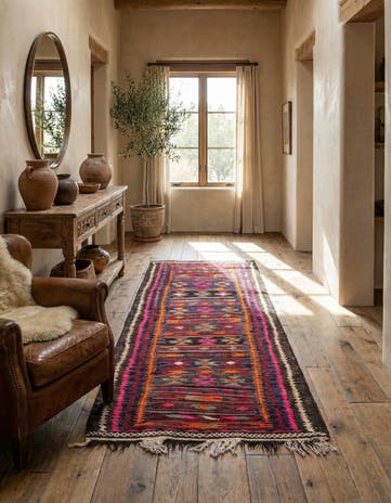 4' 2 x 8' Hand Woven Kilim Fars Wool Runner Rug