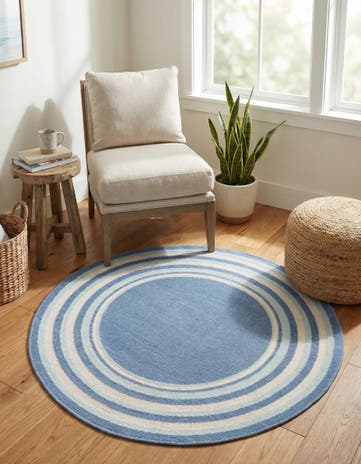 Blue Lotus Round Rug