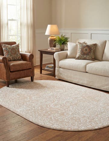 Beige Nepal Oval Rug