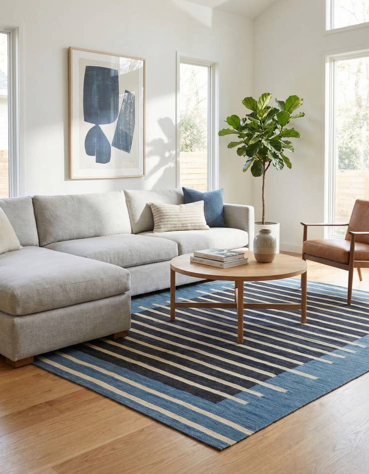 Detail image of  5' x 6' 6  Hand Woven Kilim Modern Wool Rug