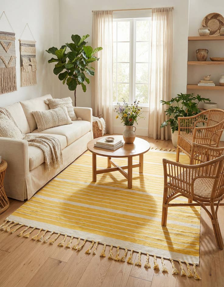 Detail image of 7' 1 x 7' 1  Hand Woven Chindi Cotton Square Rug