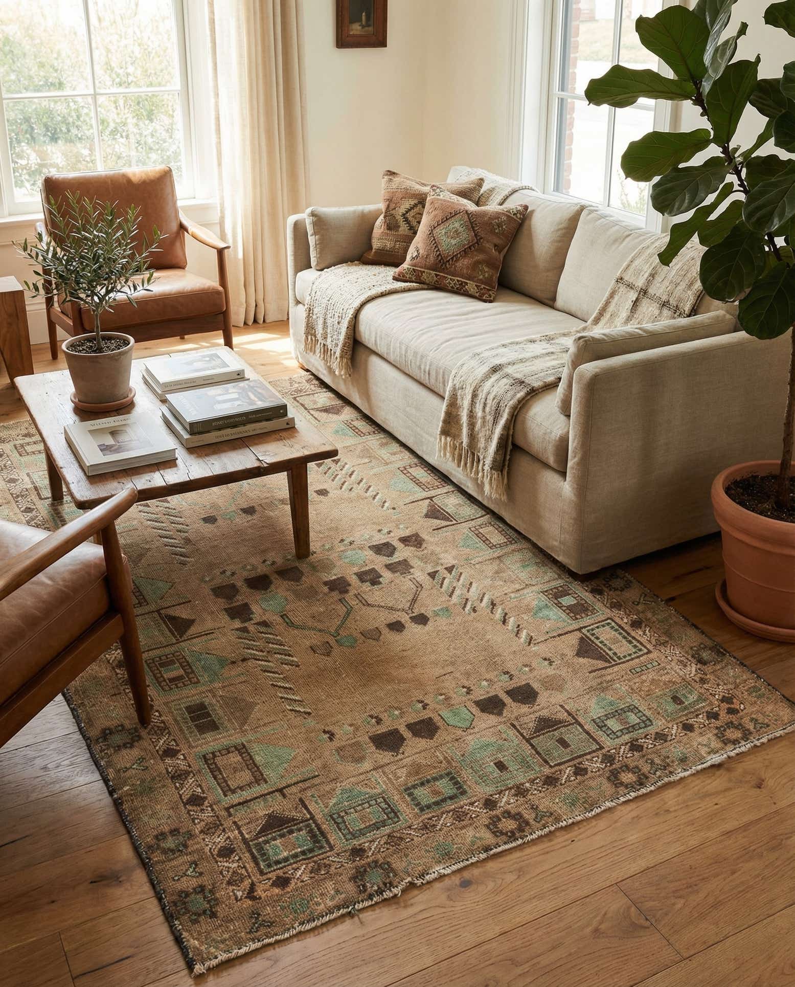 3' 8 x 5' 9 Hand Knotted Ultra Vintage Persian Wool Rug
