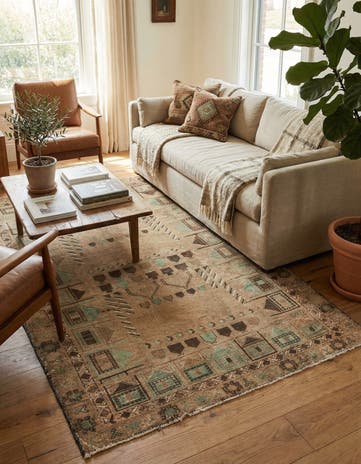3' 8 x 5' 9 Hand Knotted Ultra Vintage Persian Wool Rug