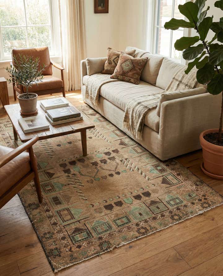 3' 8 x 5' 9 Hand Knotted Ultra Vintage Persian Wool Rug