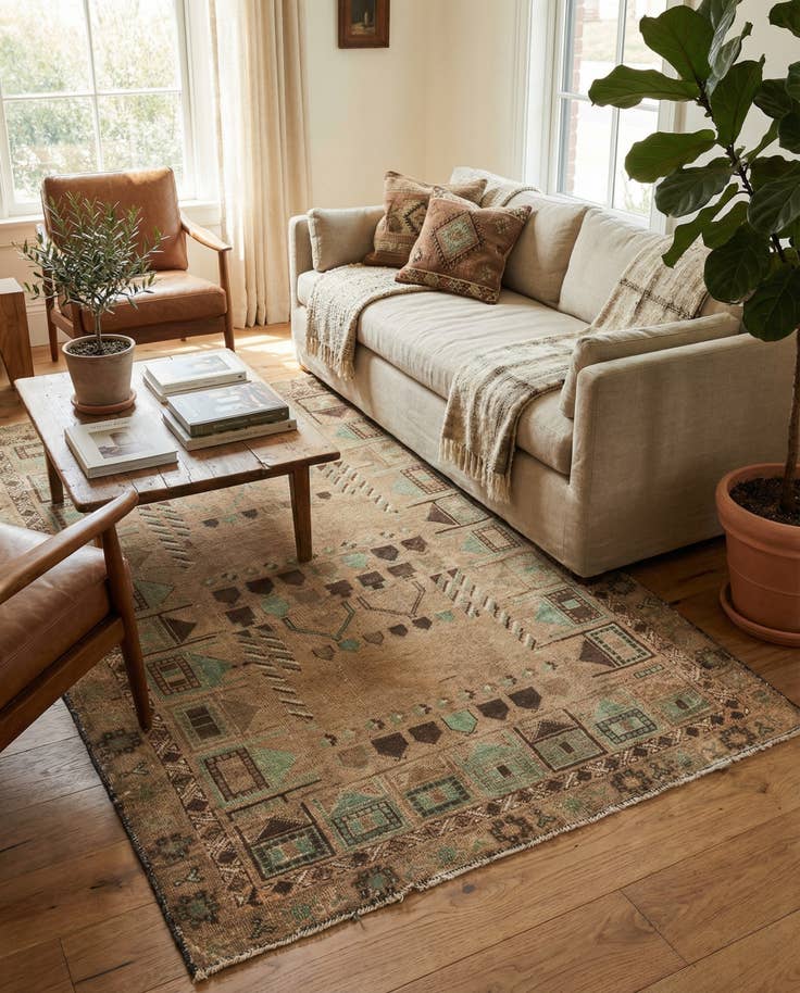 Detail image of 3' 8 x 5' 9 Hand Knotted Ultra Vintage Persian Wool Rug