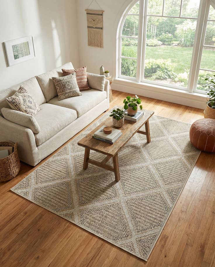 Detail image of 4' 1 x 6' 1 Easy-Clean Trellis Indoor / Outdoor Rug