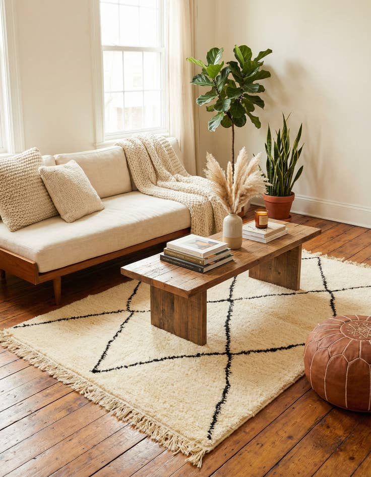 Detail image of 3' 5 x 4' 9  Hand Knotted Moroccan Wool Rug