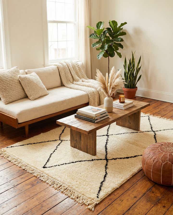 3' 5 x 4' 9 Hand Knotted Moroccan Wool Rug