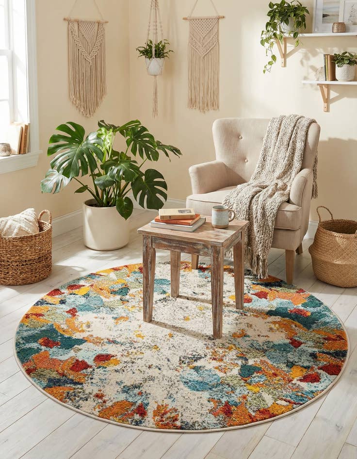Detail image of  4' x 4'  Washable Theia Round Rug