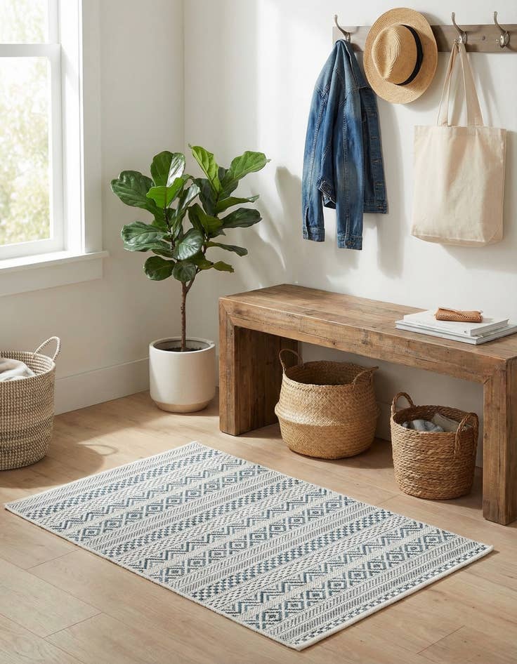 Detail image of 2' x 3'  Washable Striped Indoor / Outdoor Rug