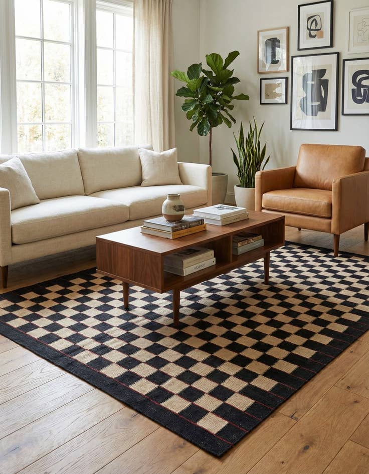 Detail image of 5' x 6' 5  Hand Woven Kilim Modern Wool Rug