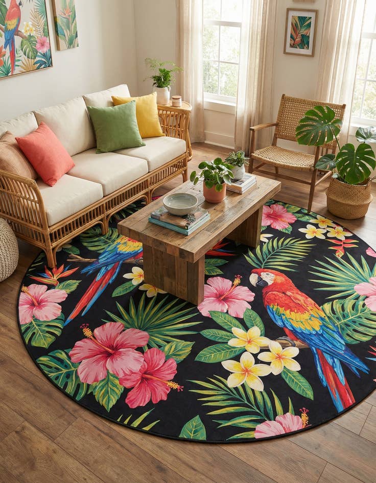 Detail image of 7' 10 x 7' 10  Washable Jill Zarin Caribbean Indoor / Outdoor Round Rug