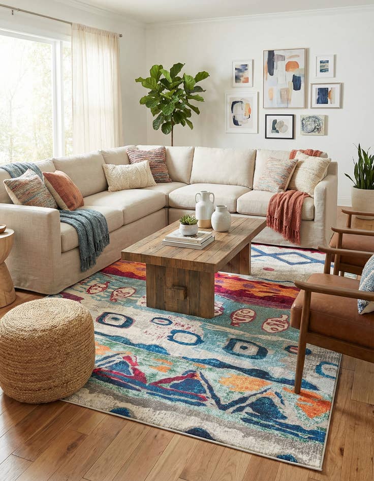 Detail image of 9' 10 x 14'  Washable Vivid Rug