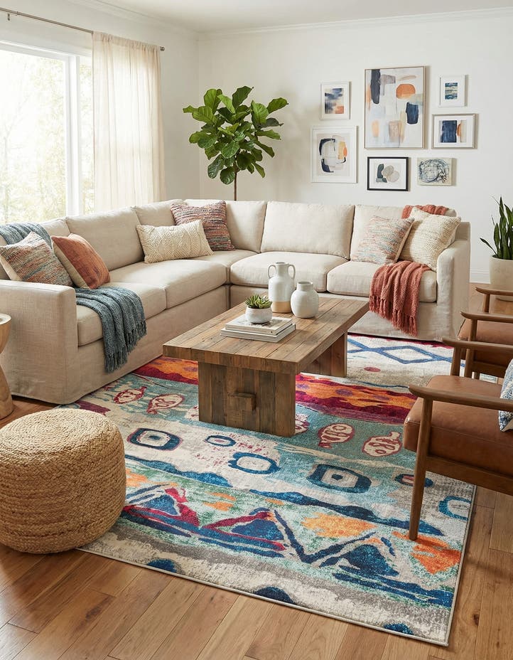 9' 10 x 14' Washable Vivid Rug