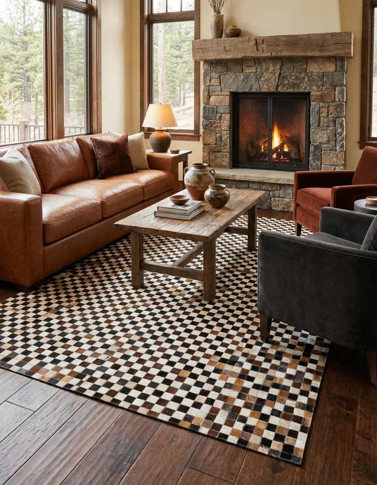 Detail image of 5' 6 x 7' 7 Cowhide Stocks Rug