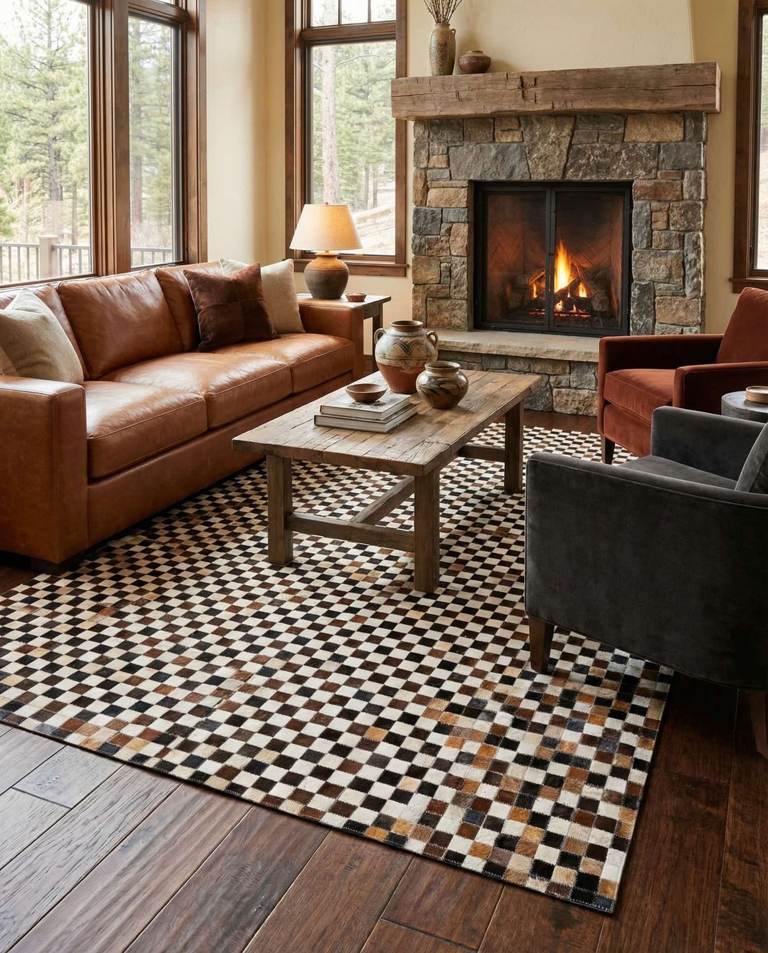 5' 6 x 7' 7 Cowhide Stocks Rug
