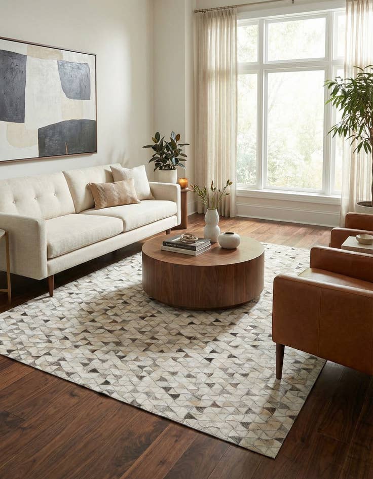 Detail image of 5' 2 x 8' Cowhide Leather Rug