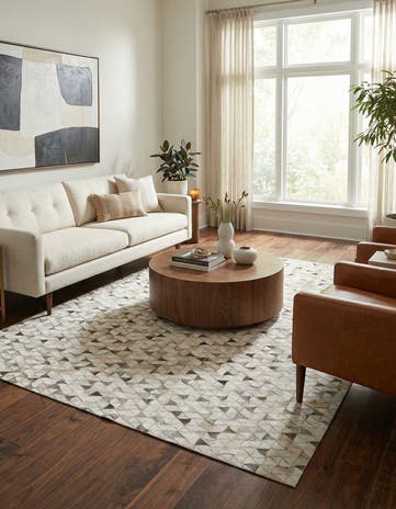 5' 2 x 8' Cowhide Leather Rug