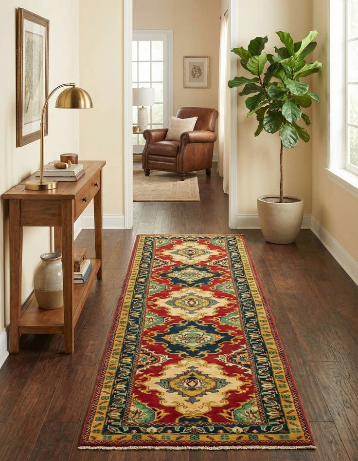 Detail image of 2' 8 x 9' 8  Hand Knotted Kazak Runner Rug