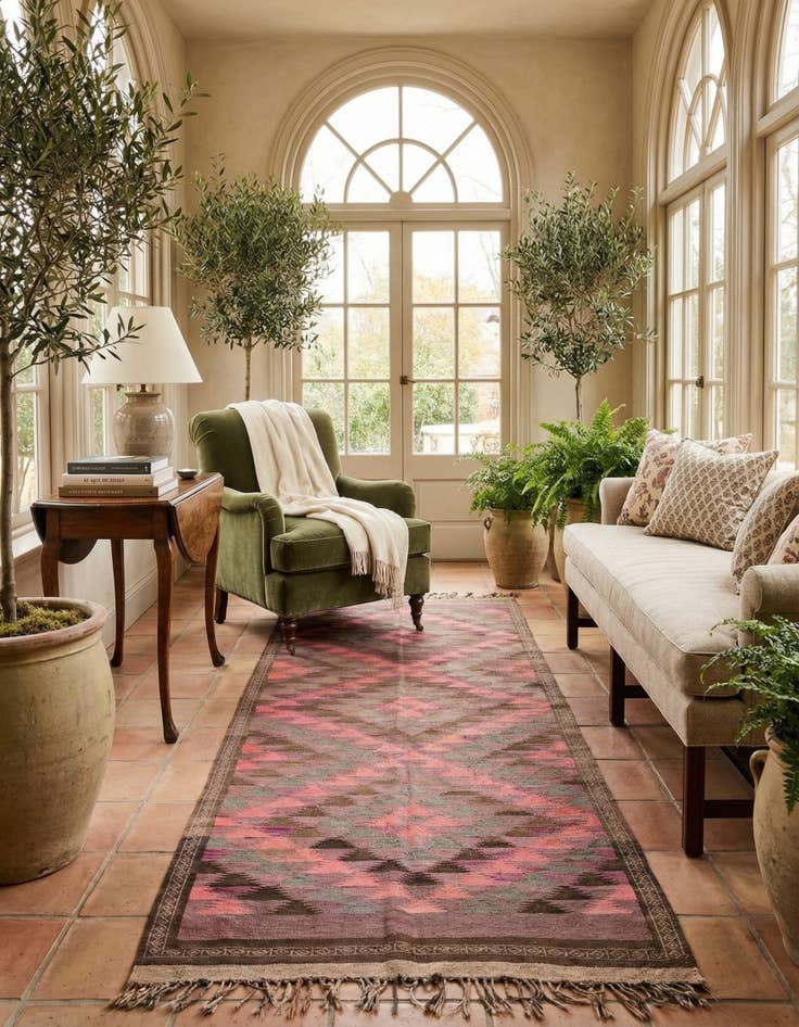 Detail image of 4' 5 x 11' 7  Hand Woven Kilim Fars Wool Runner Rug