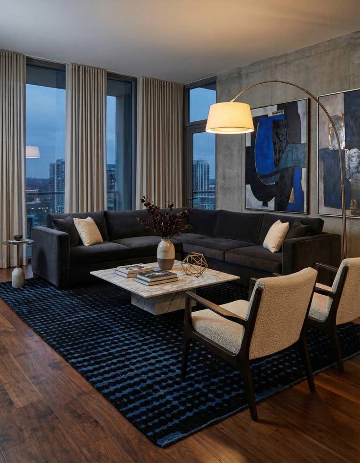 Detail image of 6' 6 x 10'  Hand Knotted Darya Wool Rug