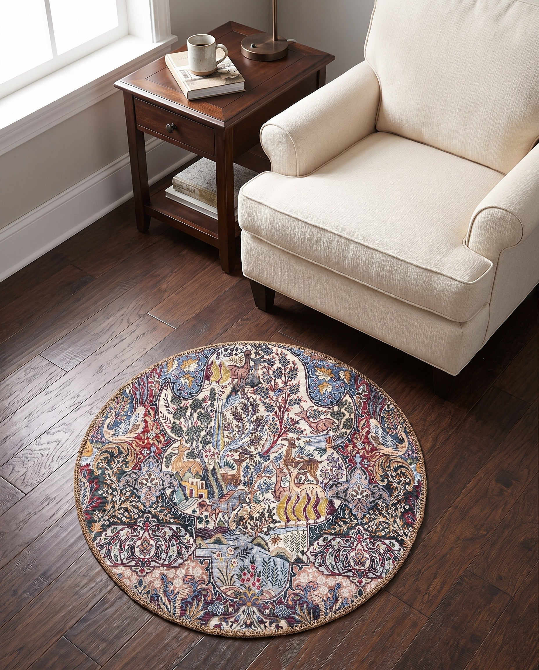Washable Timeless Round Rug