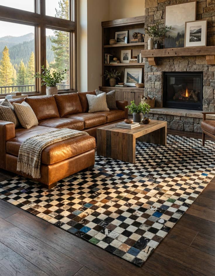 Detail image of 5' x 8' Cowhide Leather Rug