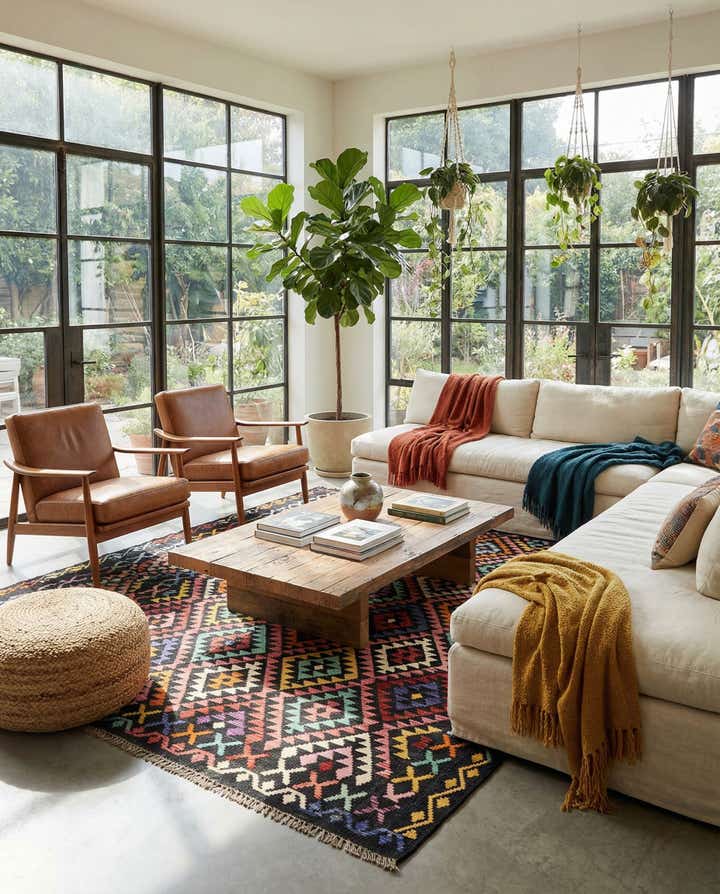 6' 10 x 9' 3 Hand Knotted Marok Kilim Rug