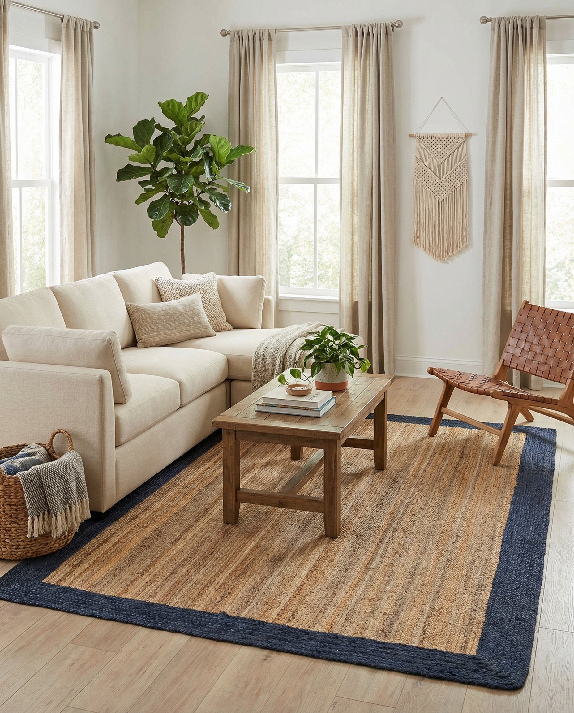 6' 1 x 9' Handmade Braided Jute Rug