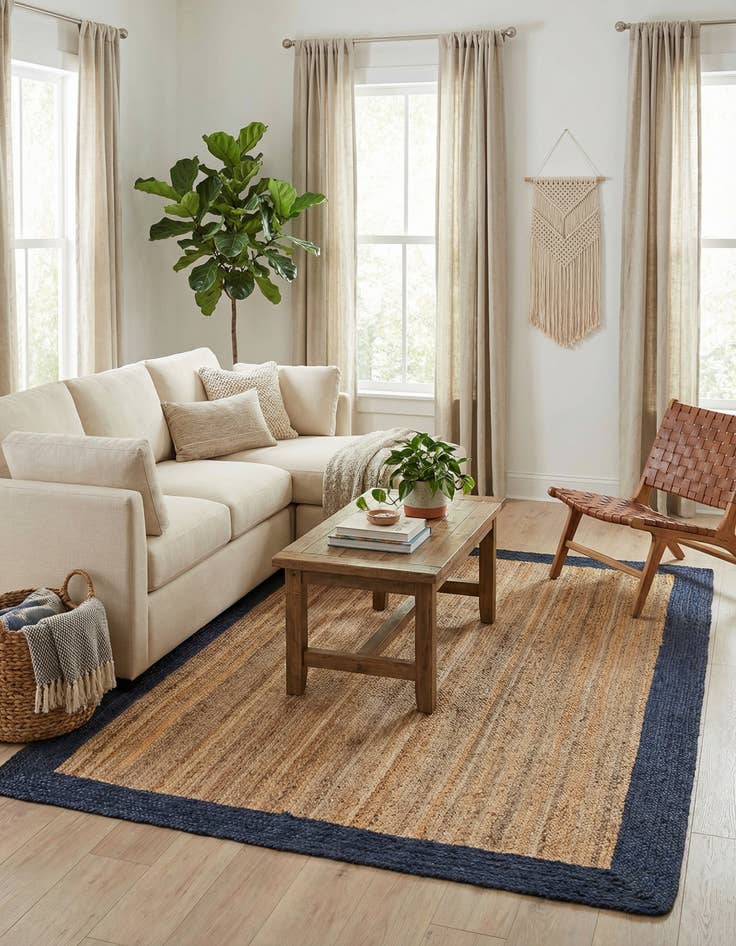 Detail image of 6' 1 x 9'  Hand Braided Jute Rug