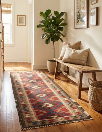 2' 3 x 6' 8 Hand Woven Kilim Maymana Wool Runner Rug