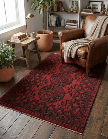 3' 3 x 4' 9 Hand Knotted Afghan Akhche Wool Rug