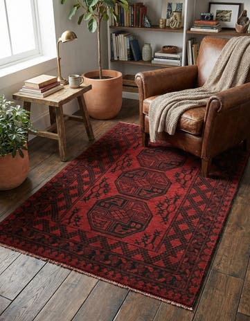 3' 3 x 4' 9 Hand Knotted Afghan Akhche Wool Rug