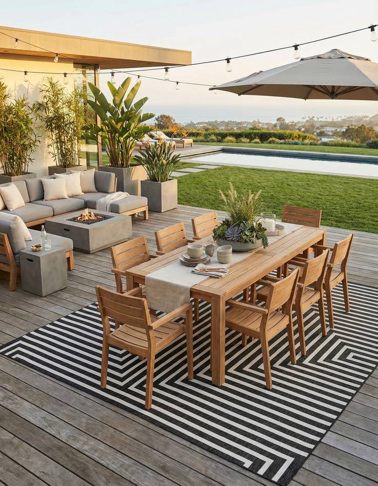 Detail image of  13' x 13'  Washable Modern Indoor / Outdoor Square Rug