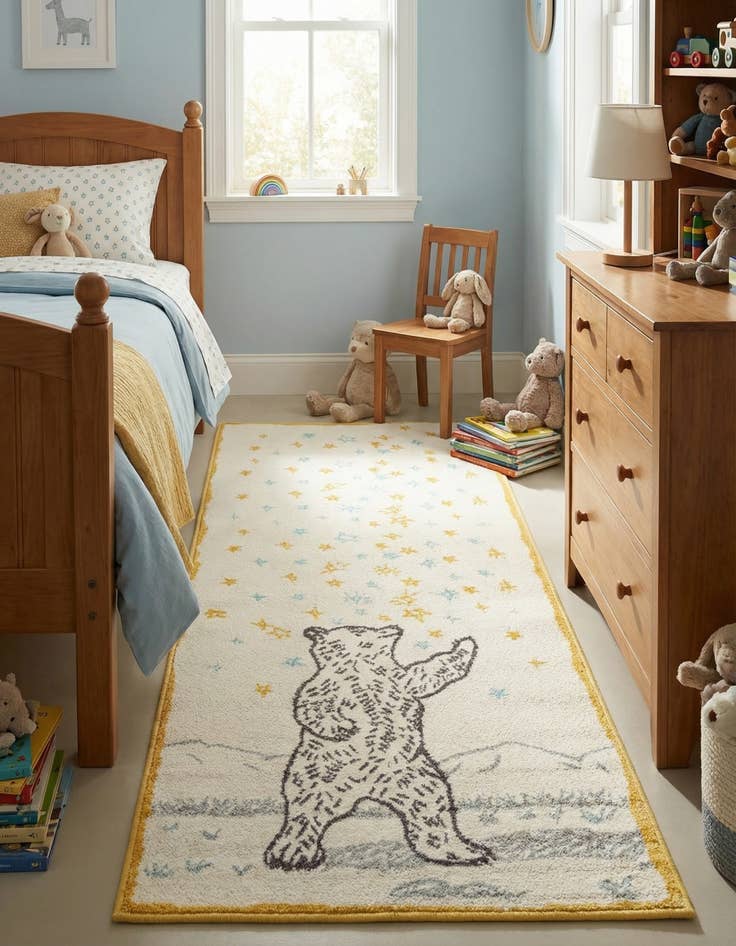 Detail image of 2' 2 x 6' 1 Bear Whimsy Kids Runner Rug