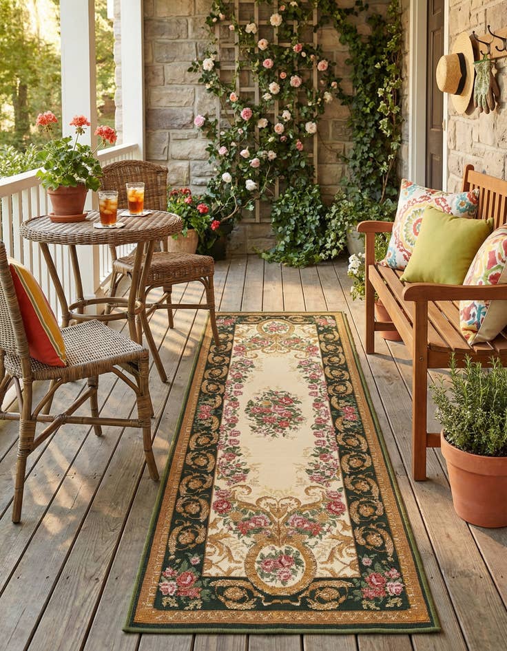 Detail image of 2' x 6'  Washable Traditional Indoor / Outdoor Runner Rug